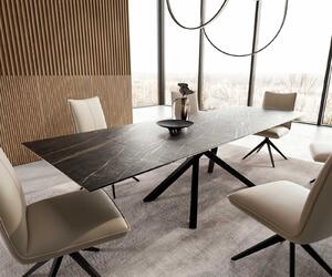 DELIFE Jídelní stůl Edge 200-300x100 keramika Laminam®Noir Desir hnědý křížová podnož obdélník černý rozkládací