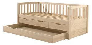 Dětská postel ferizo dvě řady šuplíků 90 x 200 cm hnědá