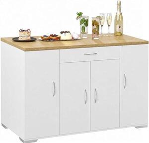 Kuchyňská skříňka 110 x 30 x 70 cm - Komoda s pracovní deskou - 1 zásuvka a 4 dvířka - Ideální pro úložný prostor v kuchyni nebo obývacím pokoji