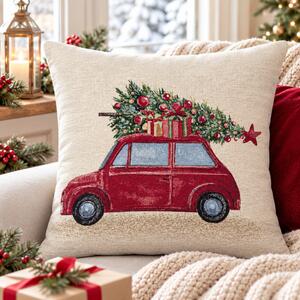 Vánoční povlak na polštář s motivem Vánoční auto 45x45 cm