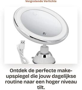 Zvětšovací osvětlovací zrcadlo na make-up - LED osvětlení - stmívatelné světlo - žluté - zrcadlo s přísavkou - ideální pro domácí použití - 10x zvětšení