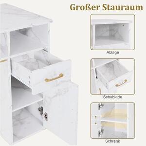 Manikérský stolek – stůl na manikúru, stolek na pedikúru – pracovní plocha pro manikérský salon – integrovaný vysavač – rozměry 110 x 81 cm – barva: bílá s zlatými prvky