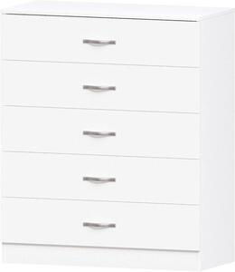 Komoda s zásuvkami - Úložný prostor pro zásuvky - Organizace ložnice - Zesílená konstrukce - Šířka 75 cm - Bílá barva