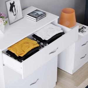 Komoda s zásuvkami - Úložný prostor pro zásuvky - Organizace ložnice - Zesílená konstrukce - Šířka 75 cm - Bílá barva