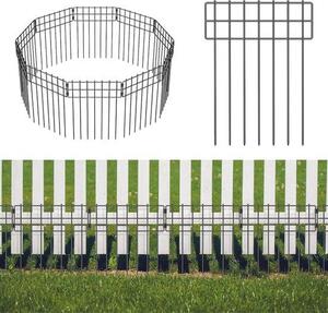 Plotové brány – oplocení – ochrana zahrady – nerezová ocel – 10 kusů, délka 3 metry – černá barva