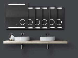 Zrcadlo do koupelny s LED osvětlením, rozměry 60 x 70 cm, s neutrálním bílým světlem – osvětlené kosmetické zrcadlo s 3násobným zvětšením, digitálními hodinami a hliníkovým rámem