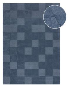 Tmavě modrý ručně tkaný vlněný koberec 200x290 cm Checkerboard – Flair Rugs