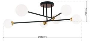 Orion DL 7-786/6 - Přisazený lustr SNOWWHITE 6xG9/20W/230V pr. 84 cm černá/zlatá