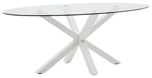 Skleněný jídelní stůl Kave Home Argo II. 200 x 100 cm s bílou kovovou podnoží