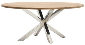 Dřevěný jídelní stůl Kave Home Argo 200 x 100 cm s nerezovou podnoží