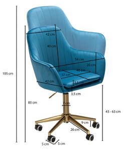 OTOČNÁ ŽIDLE, samet, modrá MID.YOU - Otočné židle, Online Only
