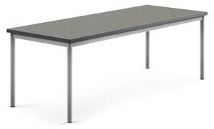 AJ Produkty Stůl SONITUS, 1800x700x600 mm, stříbrné nohy, deska s linoleem, tmavě šedá