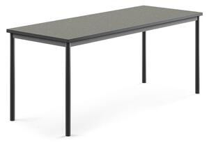 AJ Produkty Stůl SONITUS, 1800x700x720 mm, antracitově šedé nohy, deska s linoleem, tmavě šedá