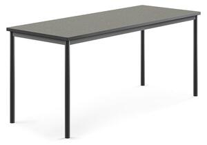 AJ Produkty Stůl SONITUS, 1800x700x760 mm, antracitově šedé nohy, deska s linoleem, tmavě šedá