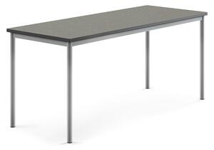 AJ Produkty Stůl SONITUS, 1800x700x760 mm, stříbrné nohy, deska s linoleem, tmavě šedá