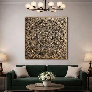 DUBLEZ | Dřevěná mandala - Bronzová ornamentace | UV tisk, Premium
