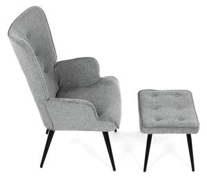 Luxusní relaxační křeslo NUVOLA s taburetem – vodoodpudivá, sametová, šedá látka