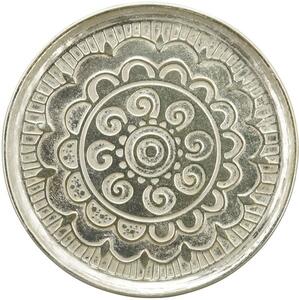 Stříbrný antik kovový dekorativní podnos ArtFerro - Ø 39*1,5 cm