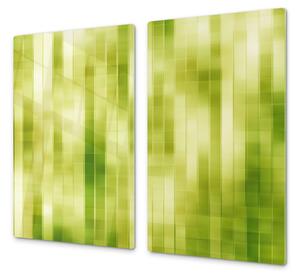 Kryt na sporák sklo zelený abstrakt kostičky - 52x60cm / S lepením na zeď