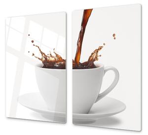 Ochranná deska šplouchnutí kávy v bílý šálek - 52x60cm / Bez lepení na zeď