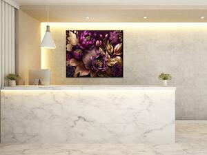 Obraz skleněný design květin a listů ve švestce - 50 x 50 cm