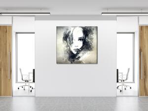 Obraz skleněný abstraktní portrét ženy - 50 x 50 cm