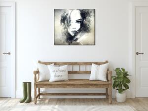 Obraz skleněný abstraktní portrét ženy - 50 x 50 cm