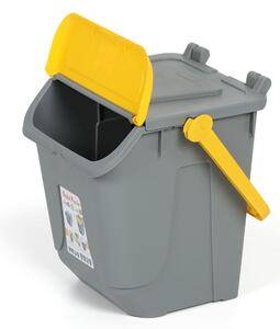 Plastový odpadkový koš na třídění odpadu ECOLOGY, šedá/žlutá