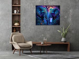 Obraz skleněný umělá inteligence psychedelických slonů - 50 x 50 cm