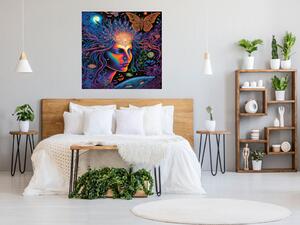 Obraz skleněný kytice umělá inteligence Psychedelic Dreamer - 40 x 40 cm