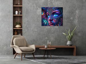 Obraz skleněný umělá inteligence psychedelické tváře - 40 x 40 cm