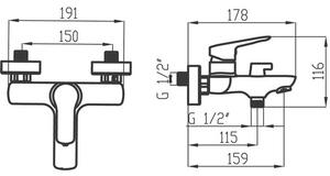 Novaservis Metalia 54 Vanová baterie s přepínačem, chrom 54021/1,0