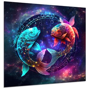 Obraz skleněný znamení zvěrokruhu Ryby - 40 x 40 cm