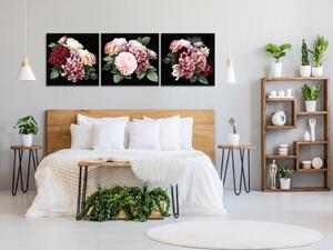 Obraz skleněný zahradní kytice růže, pivoňka, chryzantéma - 50 x 50 cm