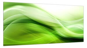 Sklo do kuchyně abstraktní sytě zelená vlna - 30 x 60 cm