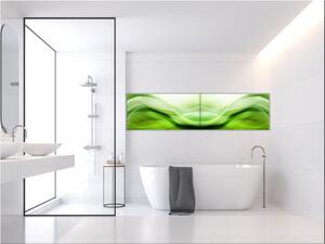 Sklo do kuchyně abstraktní sytě zelená vlna - 50 x 70 cm
