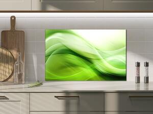 Sklo do kuchyně abstraktní sytě zelená vlna - 30 x 60 cm