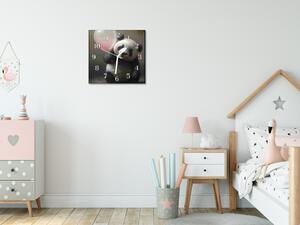 Nástěnné hodiny 30x30cm medvídek panda - plexi
