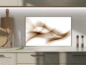 Ochranný skleněný panel abstrakt hnědo béžová vlna - 50 x 70 cm