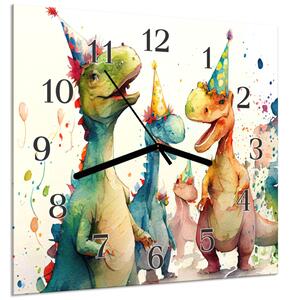 Nástěnné hodiny 30x30cm malovaní dinosauři - plexi