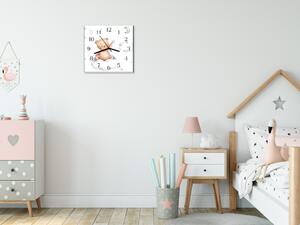Nástěnné hodiny 30x30cm malovaný medvídek na obláčku - plexi