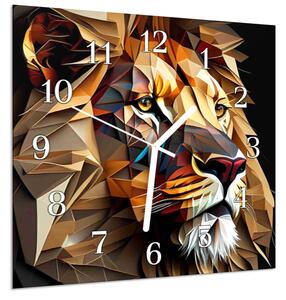 Nástěnné hodiny 30x30cm geometrická hlava lva - plexi