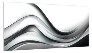 Sklo do kuchyně abstrakt jemně černobílá vlna - 30 x 60 cm