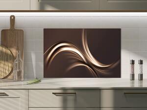 Sklo do kuchyně abstraktní čokoládově hnědá vlna - 50 x 70 cm