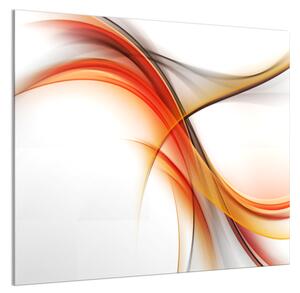 Sklo do kuchyně oranžovo šedá abstraktní vlna - 30 x 40 cm