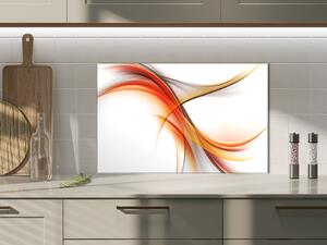 Sklo do kuchyně oranžovo šedá abstraktní vlna - 34 x 72 cm