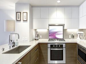 Sklo do kuchyně fialová abstraktní vlna - 40 x 40 cm