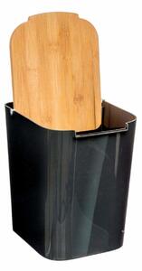 Koš na odpadky BAMBOU s bambusovým víkem, 5l, černá barva