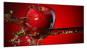 Sklo do kuchyně červené jablko ve vodě - 30 x 60 cm