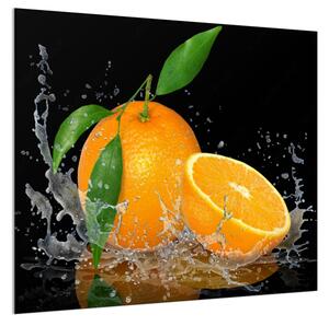 Sklo do kuchyně pomeranč ve vodě na černém - 34 x 72 cm
